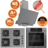Ferre Fryart & Silentart Onen Sessiz Antrasit Gri Ankastre Set (D065-SA+ QEP63CPR +SC408-WFA 1'wok) - Antrasit - Gri