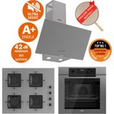 Ferre Fryart & Silentart Rone Yeni Seri Sessiz Antrasit Gri Ankastre Set (D088-SA+ QEP63CPR +SS208) - Antrasit - Gri