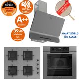 Ferre Fryart & Silentart Rose Yeni Seri Sessiz Antrasit Gri Ankastre Set (D082-SA+ QEP63CPR +SS208) - Antrasit - Gri