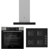 Ferre Fryart Siyah Set ( D100 T Tipi Siyah DAVLUMBAZ-SS205 Siyah Ocak- XE63MI Fryart Inox Fırın)