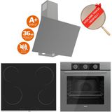 Ferre Fryart Vitello Vitroseramik Elektrikli Gri Ankastre Set ( D079-SA Sessiz + MS261 + QXE62CPR) - Siyah