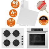 Ferre Fryart&flowart Vava Sessiz Davlumbaz Beyaz Cam Ankastre Set ( D078-SA + CS206-FA + XE63CB )