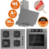 Ferre Fryart&silentart Avve/ Sessiz Antrasit Gri Ankastre Set (D065-SA + QXE62CPR +SC408-WFA Wok) - Antrasit - Gri