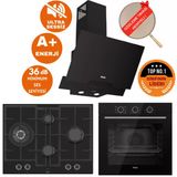 Ferre Fryart&silentart Jema Sessiz Yeni Seri Siyah Ankastre Set (D063-SA + QXE62CS + ED075-WFA Wok)