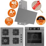 Ferre Fryart&silentart Lam / Sessiz Antrasit Gri Ankastre Set (D088-SA + QXE62CPR + SC408-WFA Wok) - Antrasit - Gri