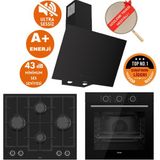 Ferre Fryart&Silentart Mılana Sessiz Yeni Seri Siyah Ankastre Set ( D077-Sa + Qxe62cs + Ln385)