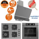 Ferre Fryart&silentart Mıma/ Sessiz Antrasit Gri Ankastre Set (D082-SA + QXE62CPR + SC408-WFA Wok) - Antrasit - Gri