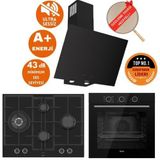 Ferre Fryart&Silentart Rıta Sessiz Yeni Seri Siyah Ankastre Set (D077-Sa + Qxe62cs + Ed075-Wfa Wok)
