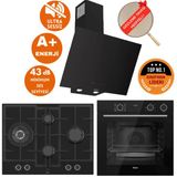 Ferre Fryart&silentart-Steamart Pima Sessiz Siyah Ankastre Set (D077-SA + XE64CS + ED075-WFA Wok )