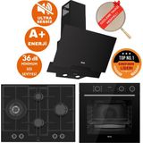 Ferre Fryart&silentart-Steamart Rimi Sessiz Siyah Ankastre Set (D063-SA + XE64CS + ED075-WFA Wok )