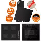 Ferre Fryart&Silentart Verona Sessiz Yeni Seri Siyah Ankastre Set ( D077-Sa + Qxe62cs + Ss205)