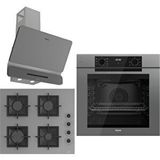 Ferre Grey Fryart 3 Lü Ankastre Set ( Qep63cpr - Sc208-fa - D082-sa ) A++ Sessiz Davlumbaz Gri