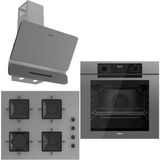 Ferre Grey FryArt 3 Lü Ankastre Set ( QEP63CPR - SS208 - D082-SA ) A++ Sessiz Davlumbaz