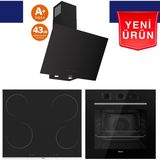 Ferre Morvana Ultra Sessiz Vitroseramik Elektrikli Ankastre Set (QBL62CS + Ms 261 + D077 -Sa ) - Siyah