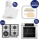 Ferre Pizzart & Fryart Beyaz Ankastre Set QEP65CB+NT026-WFA+D064-SA - Özel Woklu Tasarım