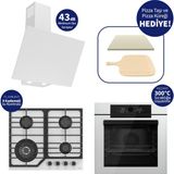 Ferre Pizzart & Fryart Beyaz Ankastre Set QEP65CB+NT026-WFA+D078-SA - Özel Woklu Tasarım