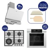 Ferre Pizzart & Fryart Beyaz Ankastre Set QEP65CB+NT026-WFA+D081-SA - Özel Woklu Tasarım