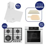 Ferre Pizzart & Fryart Beyaz Ankastre Set QEP65CB+NT026-WFA+D087-SA - Özel Woklu Tasarım
