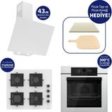 Ferre Pizzart & Fryart Beyaz Ankastre Set QEP65CB+SC206-FA+D078-SA - Döküm Izgara