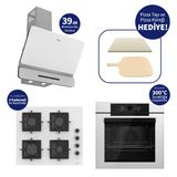 Ferre Pizzart & Fryart Beyaz Ankastre Set QEP65CB+SC206-FA+D081-SA - Döküm Izgara