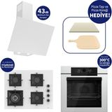 Ferre Pizzart & Fryart Beyaz Ankastre Set QEP65CB+SC406-WFA+D078-SA - 65 cm Ocak