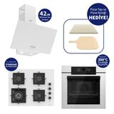 Ferre Pizzart & Fryart Beyaz Ankastre Set QEP65CB+SC406-WFA+D087-SA - 65 cm Ocak