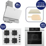 Ferre Pizzart & Fryart Beyaz Ankastre Set QEP65CB+SS206+D081-SA