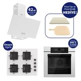 Ferre Pizzart & Fryart Beyaz Ankastre Set QEP65CB+SS206+D087-SA