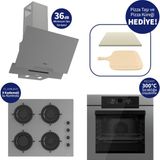 Ferre Pizzart & Fryart Gri Ankastre Set QEP65CPR+CS208-FA+D065-SA