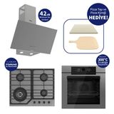 Ferre Pizzart & Fryart Gri Ankastre Set QEP65CPR+NT028-WFA+D088-SA - Özel Woklu Tasarım