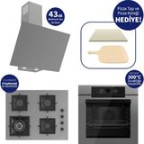 Ferre Pizzart & Fryart Gri Ankastre Set QEP65CPR+SC408-WFA+D079-SA - 65 cm Ocak