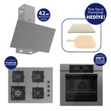 Ferre Pizzart & Fryart Gri Ankastre Set QEP65CPR+SC408-WFA+D088-SA - 65 cm Ocak