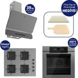 Ferre Pizzart & Fryart Gri Ankastre Set QEP65CPR+SS208+D082-SA