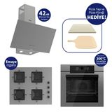 Ferre Pizzart & Fryart Gri Ankastre Set QEP65CPR+SS208+D088-SA