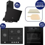 Ferre Pizzart & Fryart Siyah 5 Gözlü Ankastre Set QEP65CS+BL135+D063-SA
