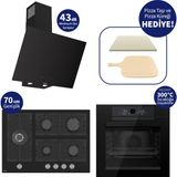 Ferre Pizzart & Fryart Siyah 5 Gözlü Ankastre Set QEP65CS+BL135+D077-SA