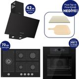 Ferre Pizzart & Fryart Siyah 5 Gözlü Ankastre Set QEP65CS+BL135+D086-SA