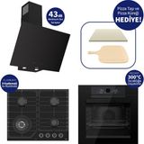Ferre Pizzart & Fryart Siyah Ankastre Set QEP65CS+NT025-WFA+D077-SA - Özel Woklu Tasarım