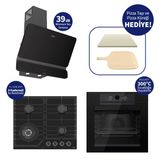 Ferre Pizzart & Fryart Siyah Ankastre Set QEP65CS+NT025-WFA+D080-SA - Özel Woklu Tasarım