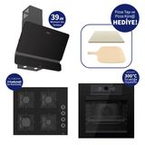 Ferre Pizzart & Fryart Siyah Ankastre Set QEP65CS+SC205-FA+D080-SA - Döküm Izgara