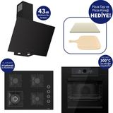 Ferre Pizzart & Fryart Siyah Ankastre Set QEP65CS+SC405-WFA+D077-SA - 65 cm Ocak