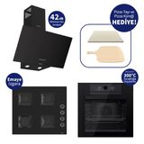 Ferre Pizzart & Fryart Siyah Ankastre Set QEP65CS+SS205+D086-SA