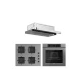 Ferre QBL62CPR - SS208 -D038 60 cm Gri Cam Turbolu Aspiratörlü Ankastre Set - Yeni