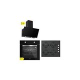Ferre Silverline Bo6501b01 - Cs5335b01 - 3457 Soho 60 Siyah Cam Ankastre Set