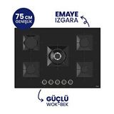 Ferre Ss035 Siyah Cam Ankastre Ocak 75 Cm