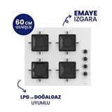 Ferre Ss206 Beyaz Cam Ankastre Ocak - Kare Emaye Izgara 60 Cm