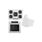 Ferre Steamart-Fryart Serisi Beyaz Set (SS036 + QBL63CB +D078 ) - Emaye Izgara - 75 cm Ocak