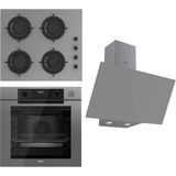 Ferre Steamart-Fryart Serisi Gri Set (CS208-FA + QEP64CPR +D079 ) - Emaye Izgara / Kademeli Musluk