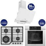 Ferre Steamart-Fryart-Silentart Serisi Beyaz Ankastre Set QEP64CB+NT026-WFA+D064-SA Döküm Izgara A Enerji Sınıfı Modern Tasarım