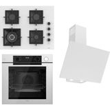 Ferre Steamart-Fryart-Sılentart Serisi Beyaz Set (SC406-WFA + QEP64CB +D078-SA ) - Döküm Izgara / 65 cm Ocak